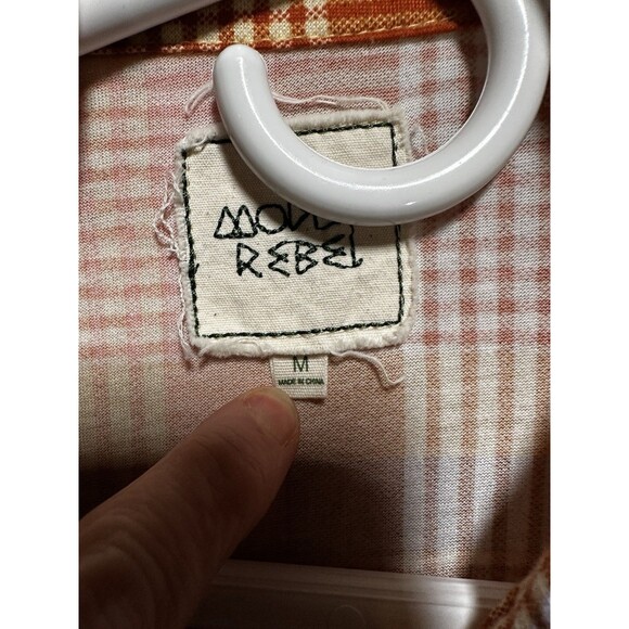 Modish Rebel Women Size Medium Orange Pink Plaid Button-Up Shirt - Picture 2 of 7